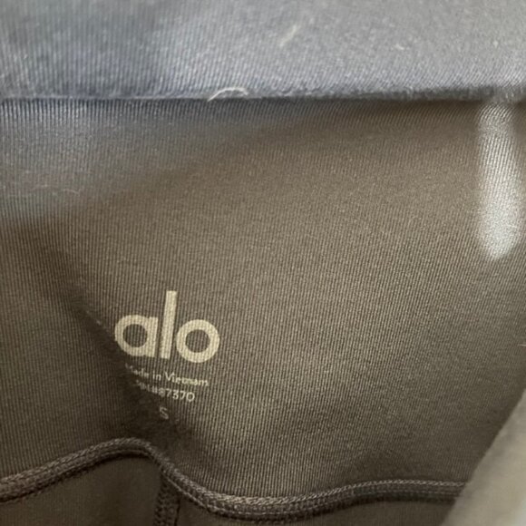 ALO Yoga Leggings Womens Small Moto Blue Gray Mesh Panel Logo Gym Workout - Picture 3 of 6